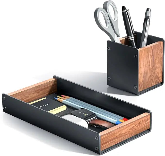 HPERGO Large Capacity Walnut Wood Desktop Organizer