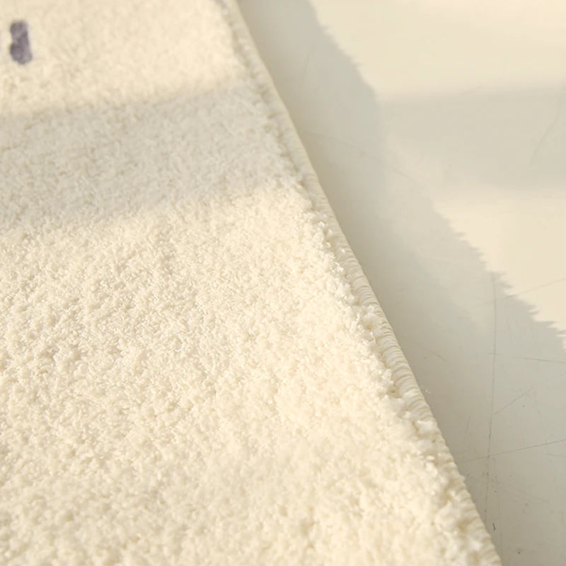 Large Plush Area Rug – Soft Fluffy Cream Carpet for Bedroom