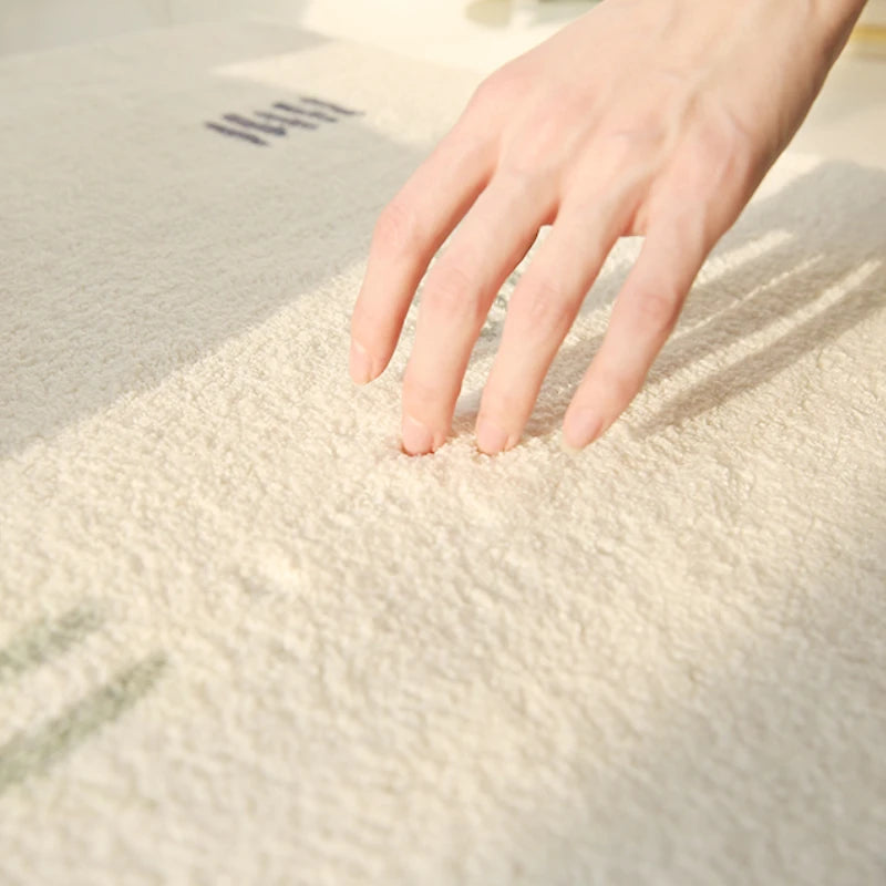 Large Plush Area Rug – Soft Fluffy Cream Carpet for Bedroom