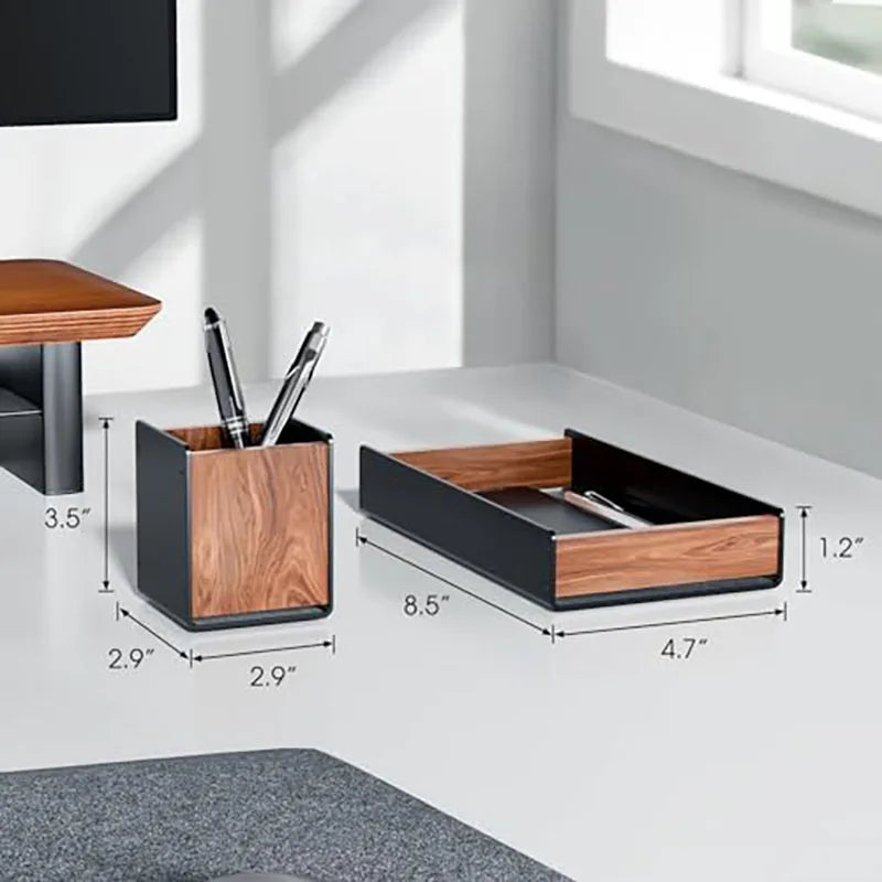 HPERGO Large Capacity Walnut Wood Desktop Organizer