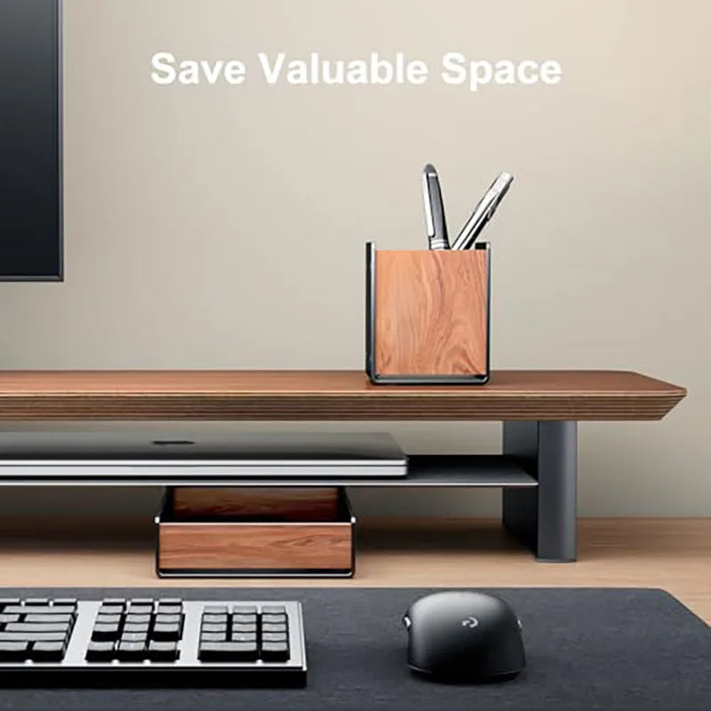 HPERGO Large Capacity Walnut Wood Desktop Organizer