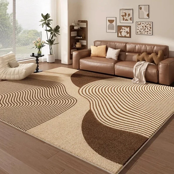 Cream Plush Living Room Rug