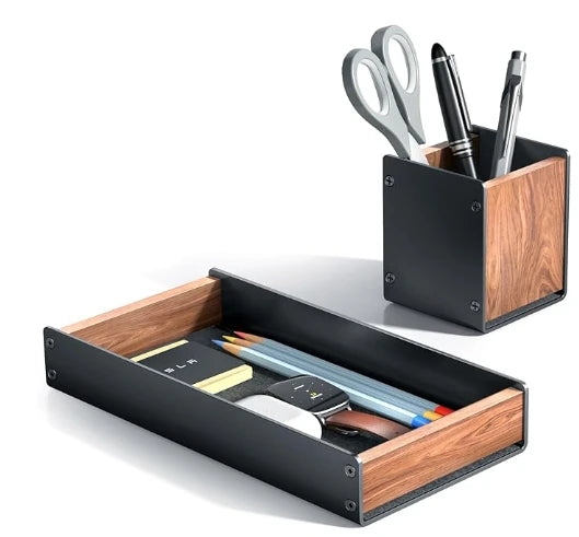 HPERGO Large Capacity Walnut Wood Desktop Organizer