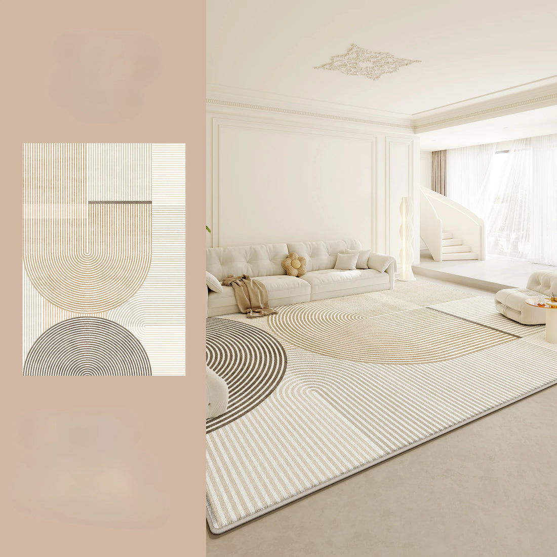 Large Plush Area Rug – Soft Fluffy Cream Carpet for Bedroom