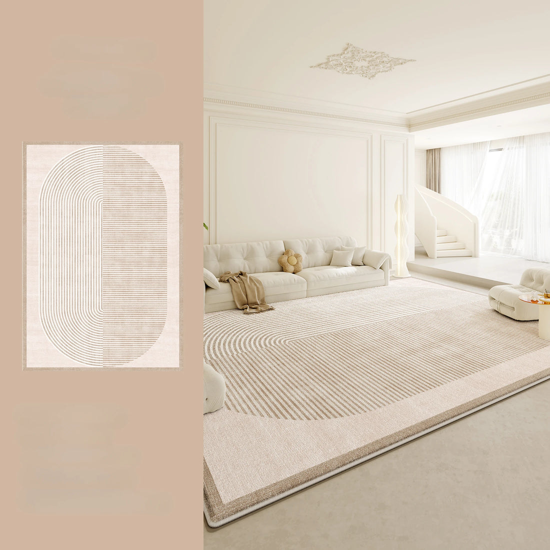 Large Plush Area Rug – Soft Fluffy Cream Carpet for Bedroom