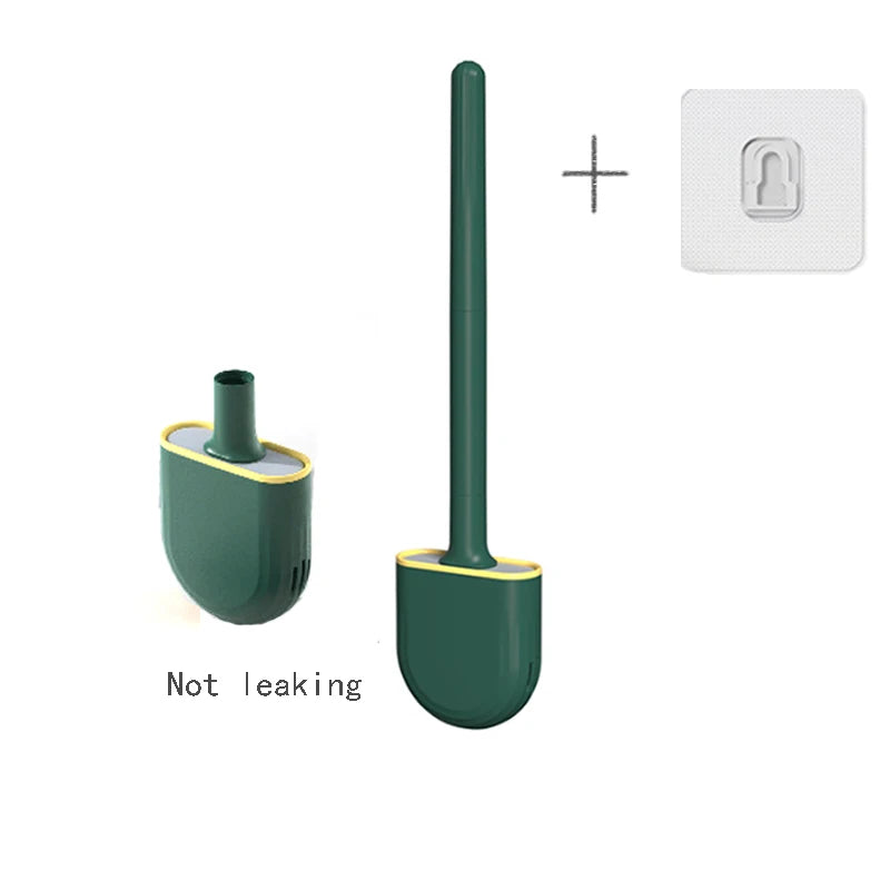 Wall-Mounted Silicone Toilet Brush with Holder